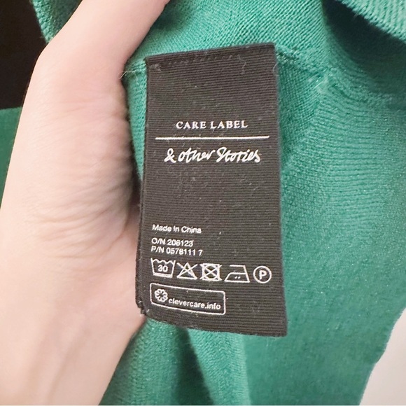 & Other Stories Green and Black Sweater Metallic Colorblocked Holiday - Picture 5 of 9